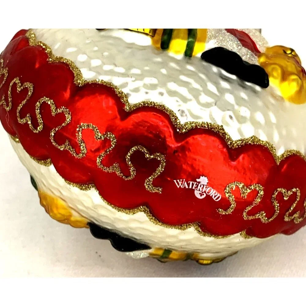 Waterford Christmas Ornament Santa Holding Globe Earth Toys Blown Glass 4